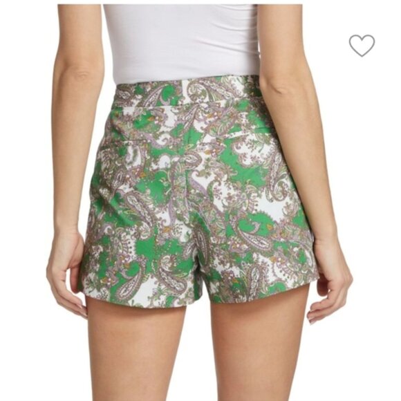 L'AGENCE Vittoria paisley Print Green Shorts Sz.10 NWT - Picture 2 of 8